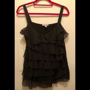 Black with white polkadots strap tank top